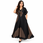 Black & Brown Abstract Maxi Gown for Women