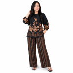 Elegant Black & Brown Printed Two-Piece Set for Women